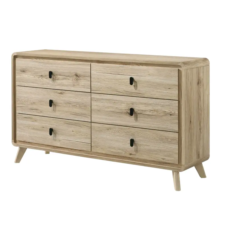 Six-Drawer Beige Fabric-Upholstered Dresser With Smooth-Glide Drawers 1