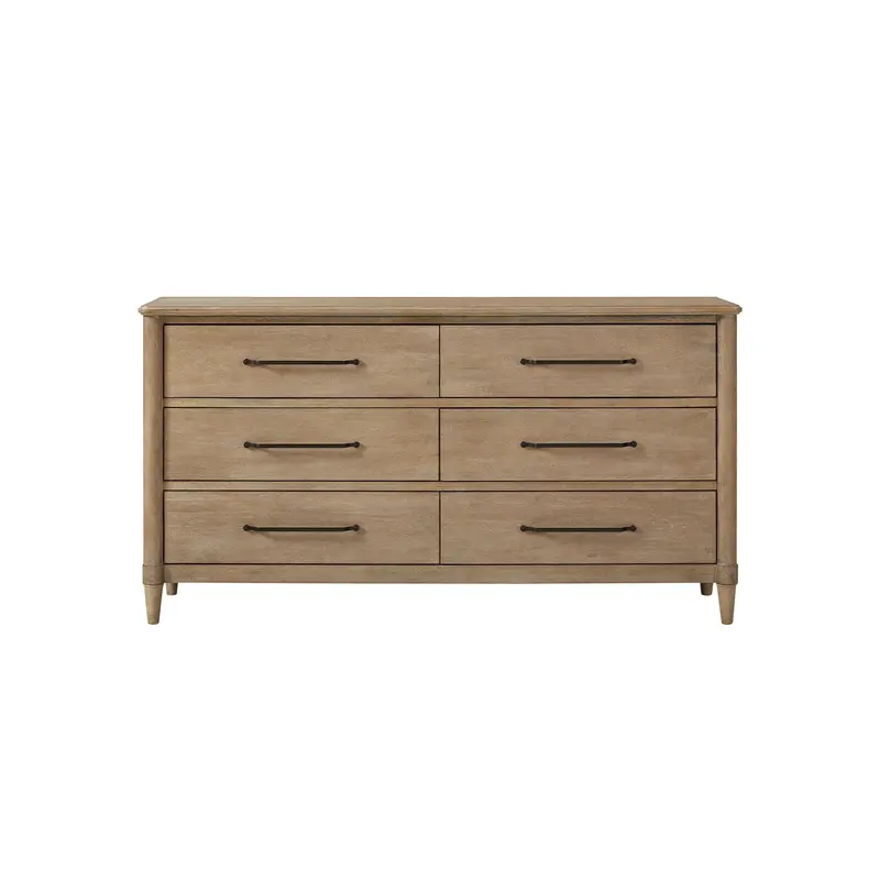 Six-Drawer Dresser In Warm Sand-Toned Engineered Wood 1