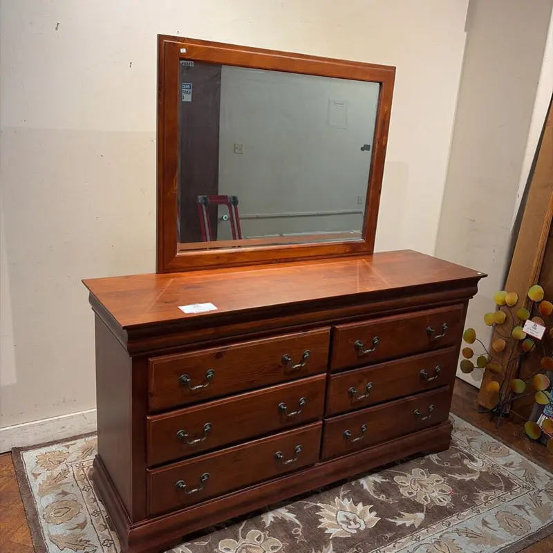 Six-Drawer Dresser With Integrated Full-Length Mirror (Mlh) 1