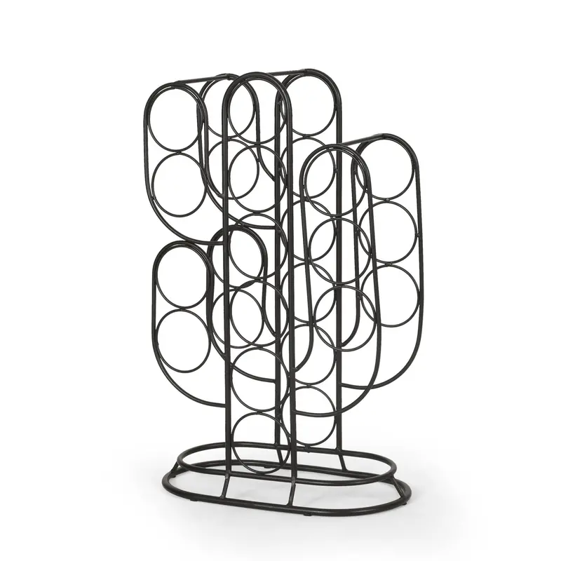 Sleek Black Freestanding Wine Rack – Compact Vertical Storage 1