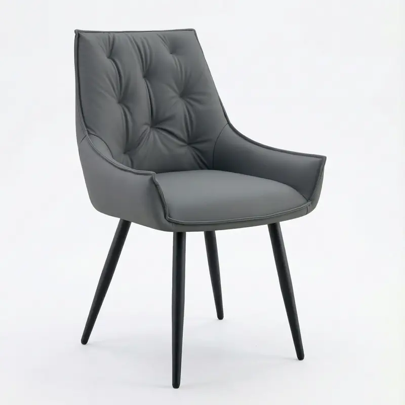 Sleek Flat-Back Kitchen Chairs (Set Of 2) – Dark Gray Fabric & Steel Frame 1
