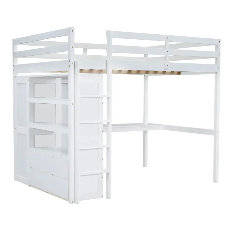 Smart Loft Bed With Built-In Wardrobe, Workspace Desk, Adjustable Shelving, And Organized Drawer System 1