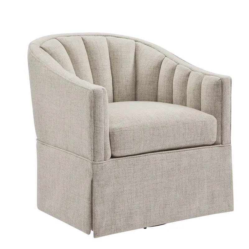 Solitude Skirted Swivel Chair Featuring Textured Hemp-Inspired Fabric 4