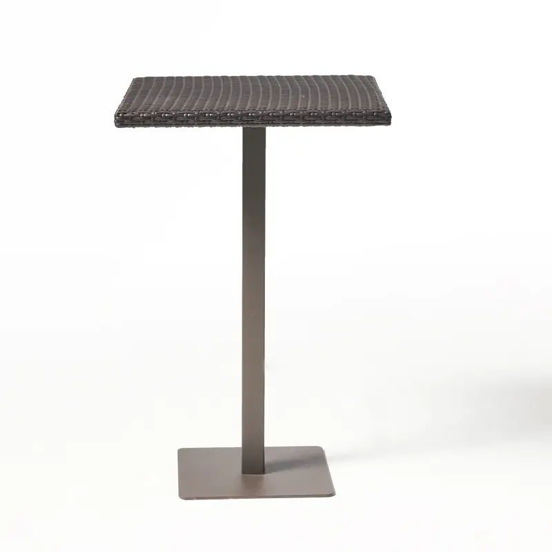 Square Rattan Bar Table For Outdoor Entertaining – Iron Frame, Multi-Brown Finish 1