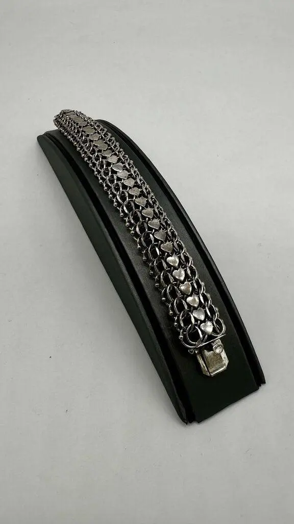 Stainless Steel Wide Mesh Heart Bracelet 1