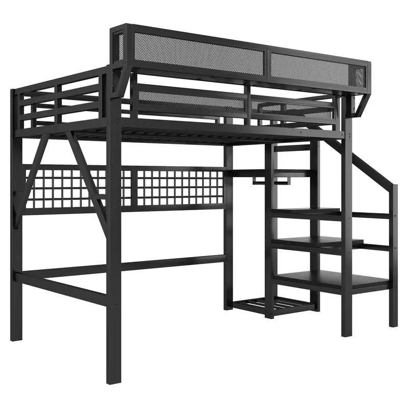 Staircase Loft Bed Featuring Under-Bed Storage Compartments 1
