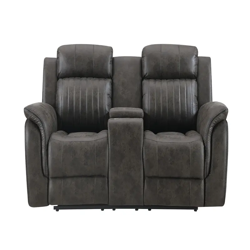 Steban Gray Reclining Console Loveseat 1