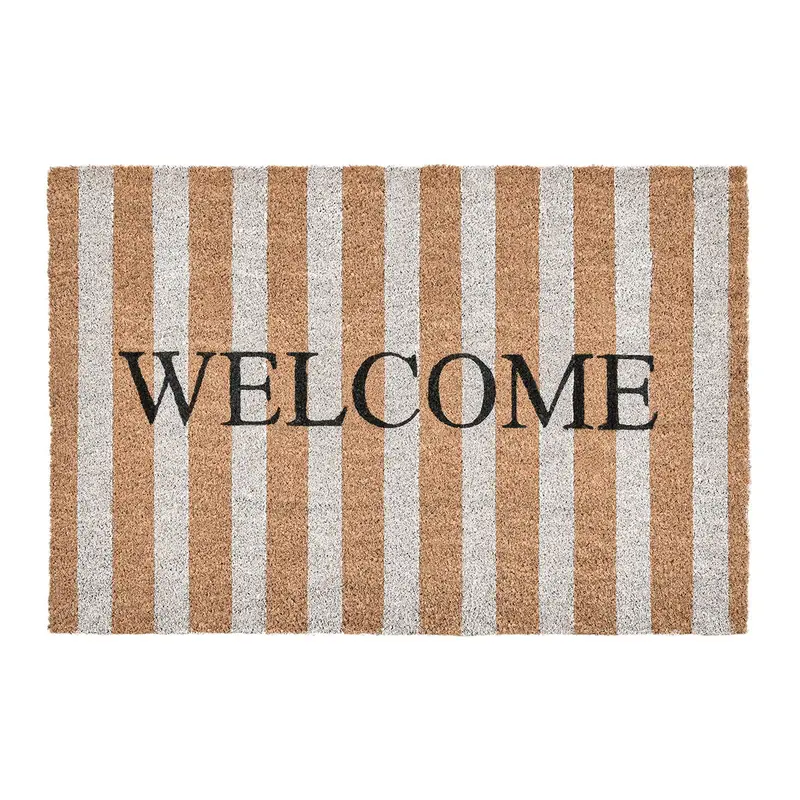 Striped Welcome Doormat – Durable Indoor/Outdoor Coir Mat 1