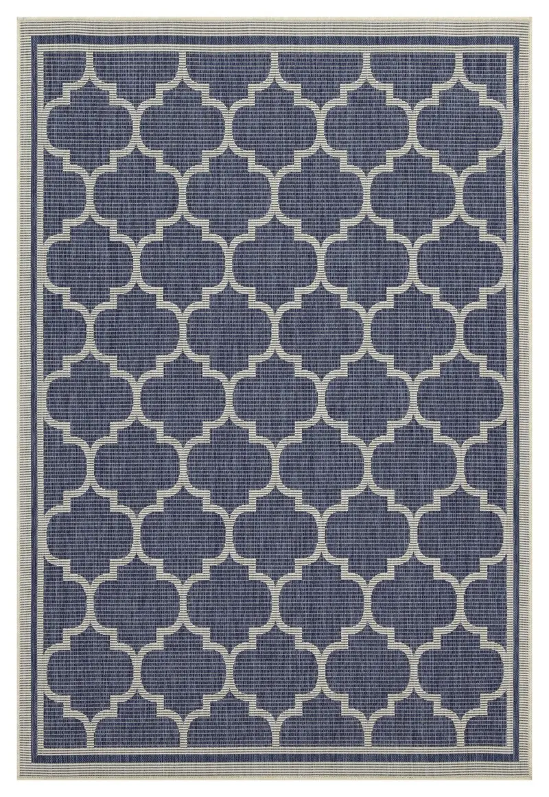Sunshine 5'3" X 7'3" Blue Indoor/Outdoor Polypropylene Rug 1