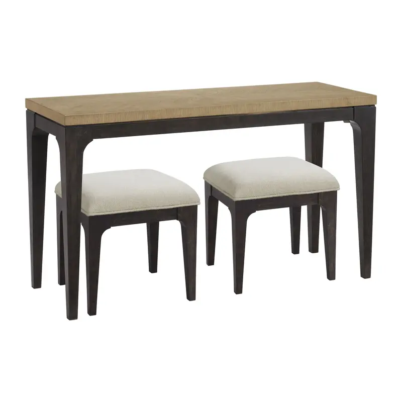 Sutton Place Console Table Set – Includes Two Matching Stools In Caramel And Cocoa Tones 1