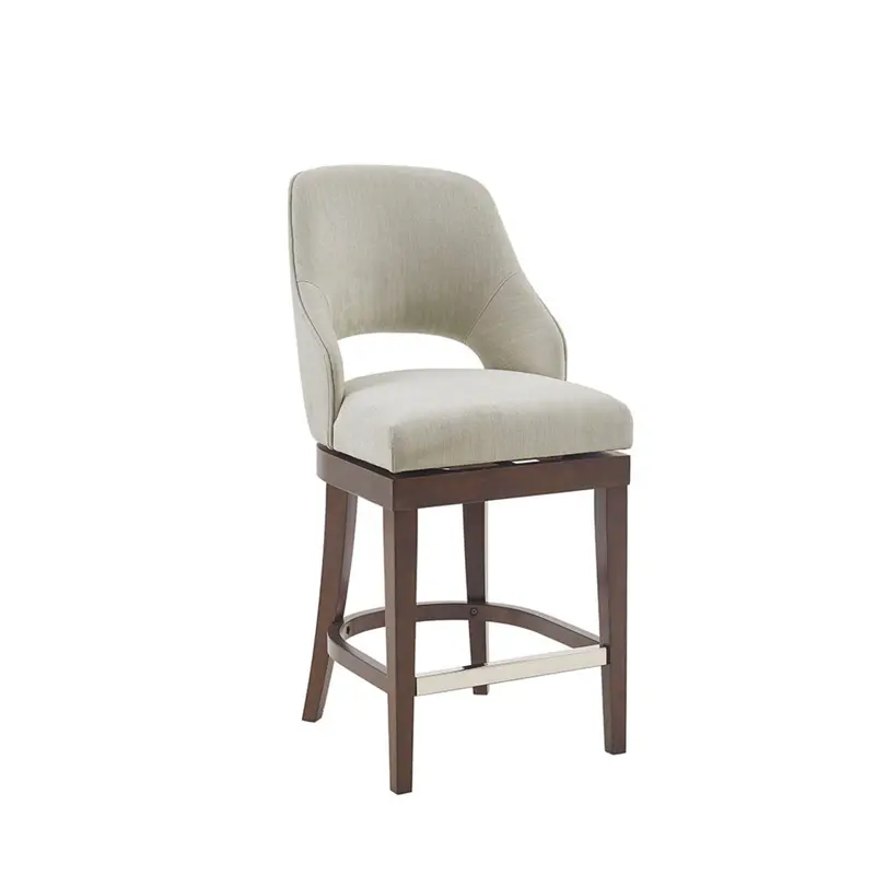 Swivel Counter Stool With Cream Upholstered Seat And Solid Wood Legs 1