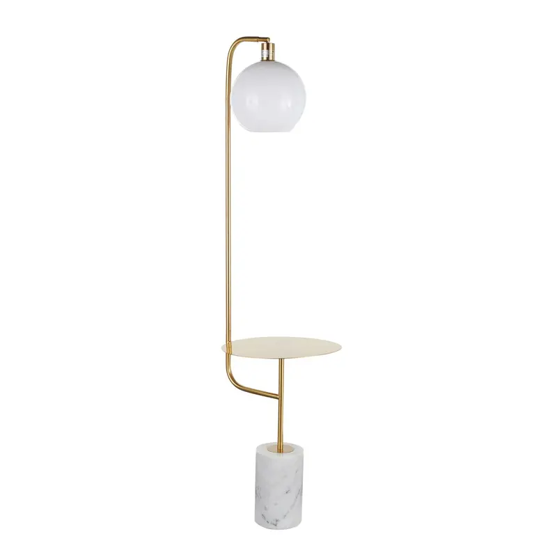 Symbol White Marble Floor Lamp With Side Table – Glam Contemporary Design 1