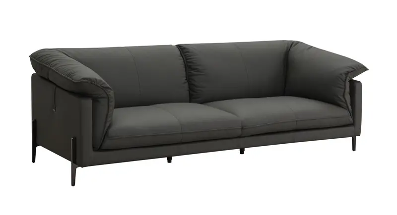 Tadi Black Top-Grain Leather Three-Seater Sofa 1