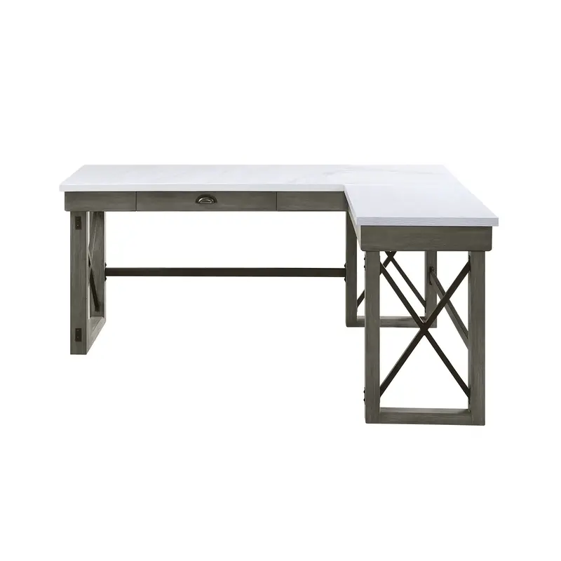 Talmar Weathered Wood Writing Desk With Marble Top & Lift Mechanism 1