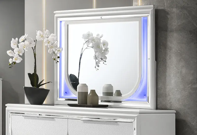 Tarian Led-Illuminated White Vanity Mirror 1