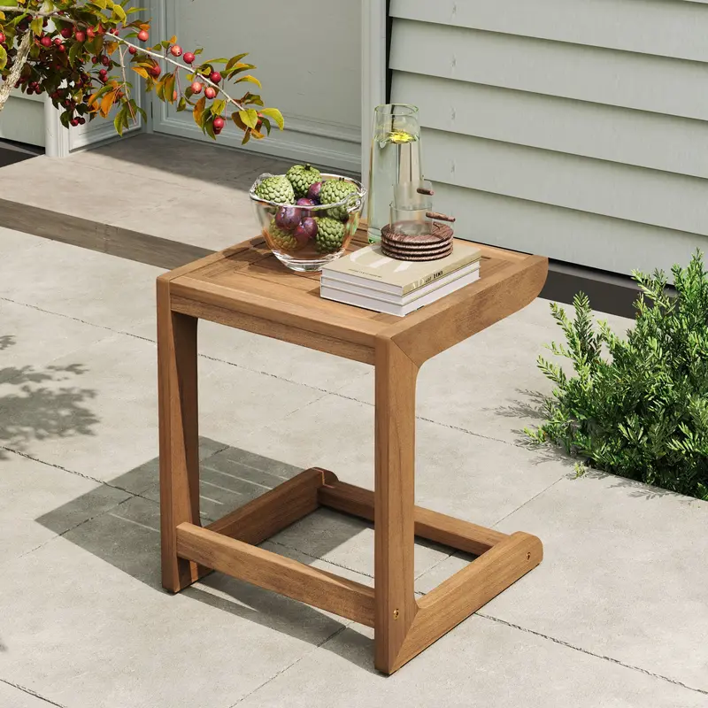 Teak Acacia Wood Side Table – Ashwell Design 1