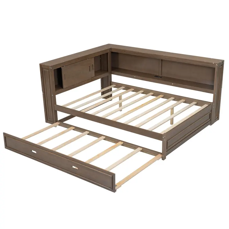 Tech-Enabled Daybed With Led Lighting, Usb Charging, Storage Shelves, And Pull-Out Trundle 1