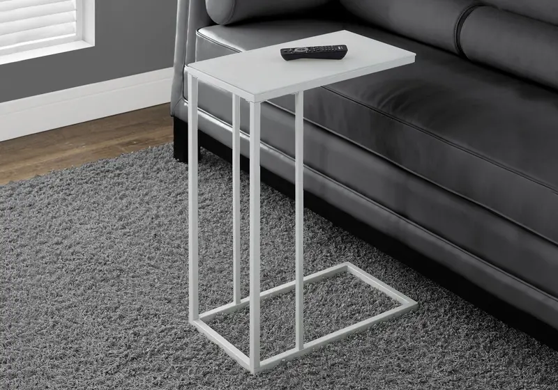 Tempered Glass C-Shaped Accent Table – Modern & Contemporary Style 1