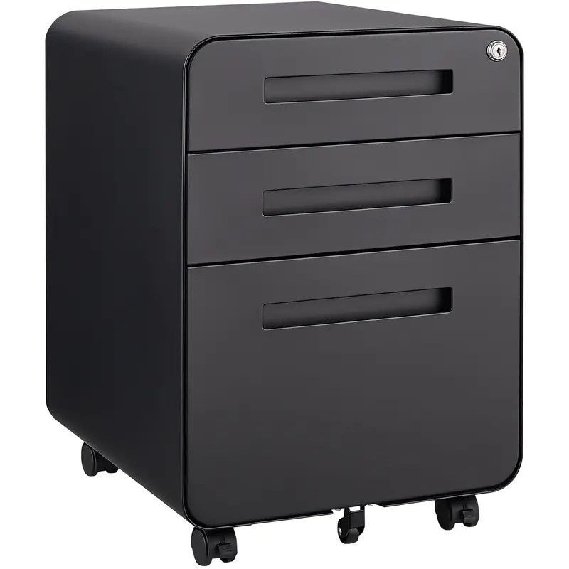Three-Drawer Mobile Under-Desk Filing Cabinet With 5-Wheel Stability 1