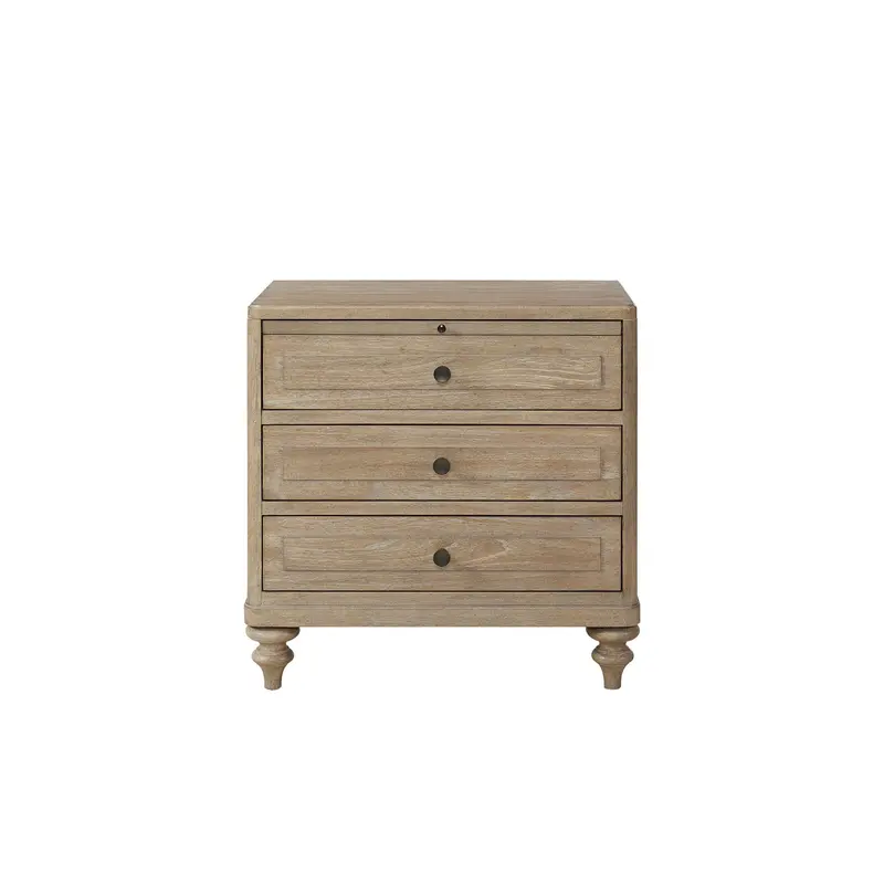 Three-Drawer Sand-Finished Nightstand For Bedroom Storage 1