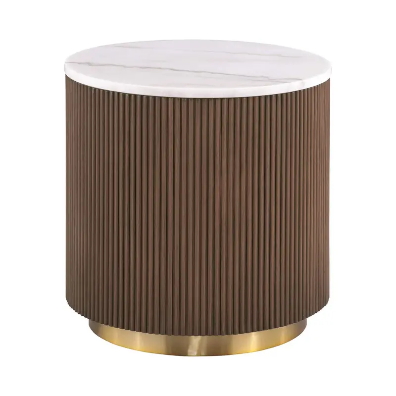 Three-Piece Oval Cocktail And End Table Set – Brown, Gold, And White Finish 1