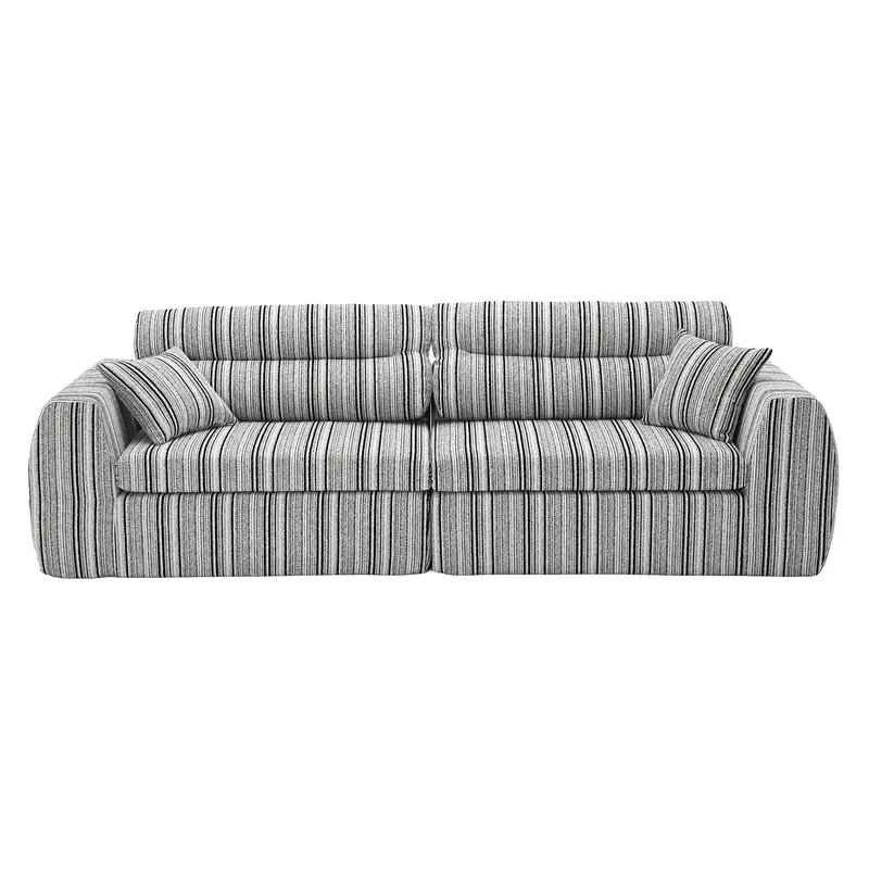 Three-Seater Fabric Sofa With Decorative Throw Pillows For Contemporary Living Rooms 6