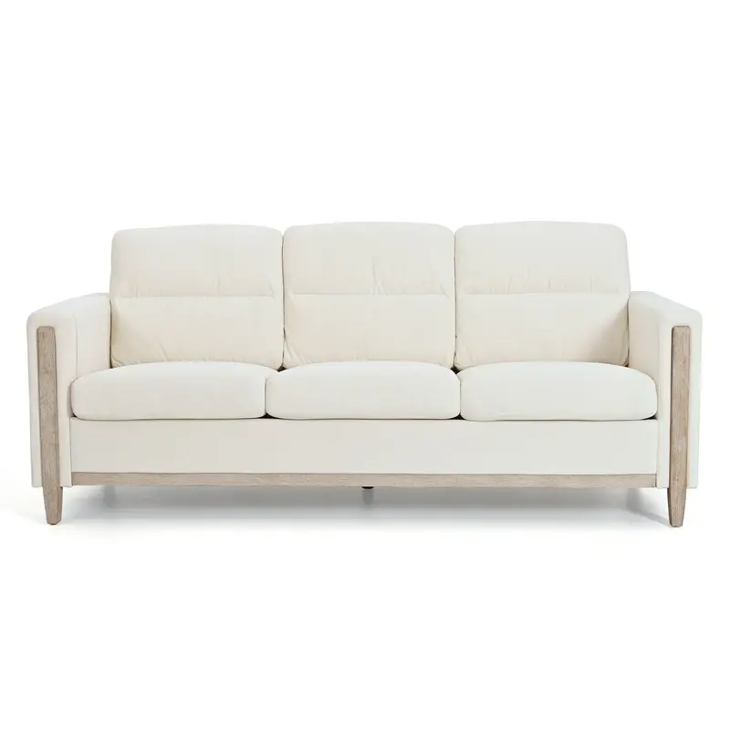 Three-Seater Solid Wood Sofa With Plush Cushions – 79.5 Inch 1