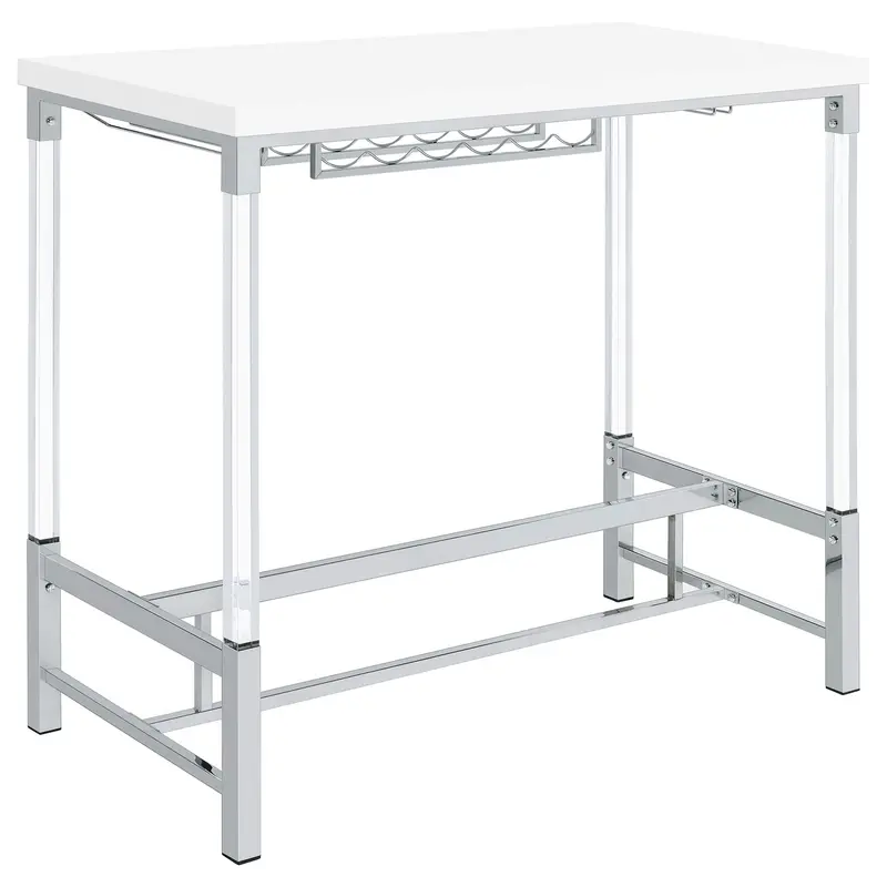 Tonneson White Bar Table With Trestle Base And Built-In Wine Storage 1