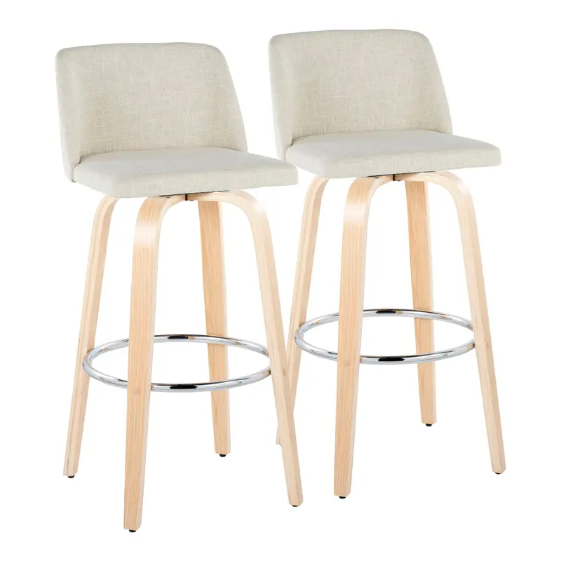 Toriano Fixed-Height Swivel Barstool With Circular Footrest (Set Of 2) 1