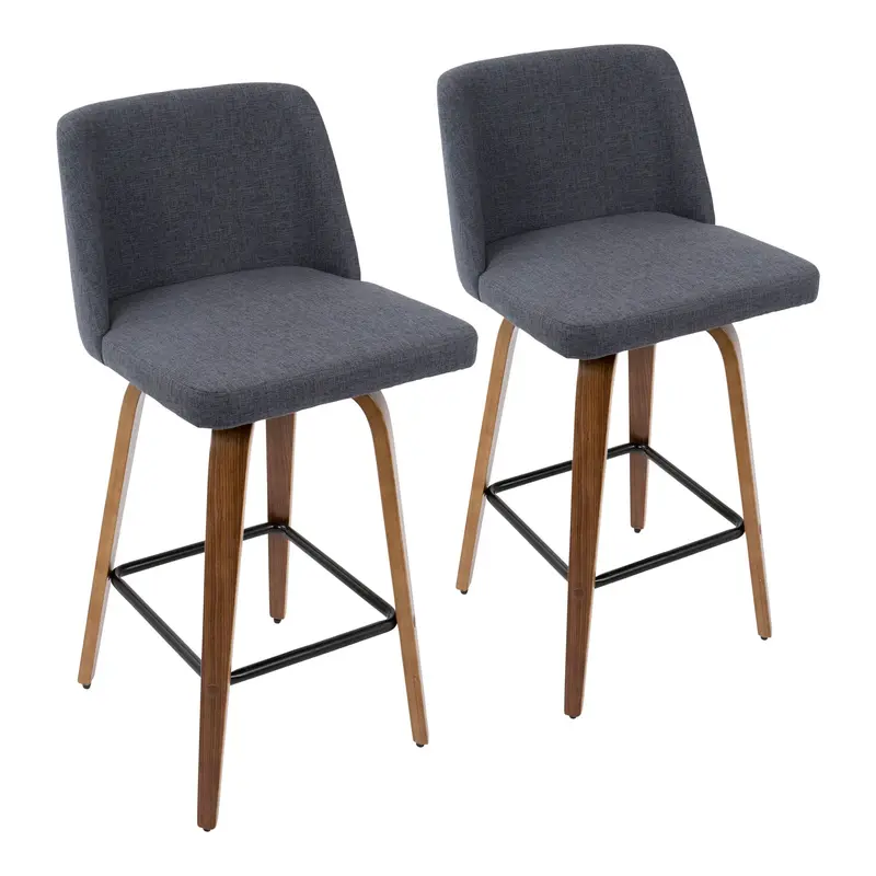 Toriano Mid-Century Modern Counter Stool With Square Footrest (Set Of 2) 2