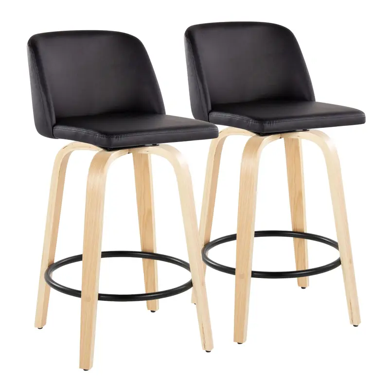 Toriano Swivel Counter Stool Set — Contemporary Design With Round Footrest (2-Pack) 1