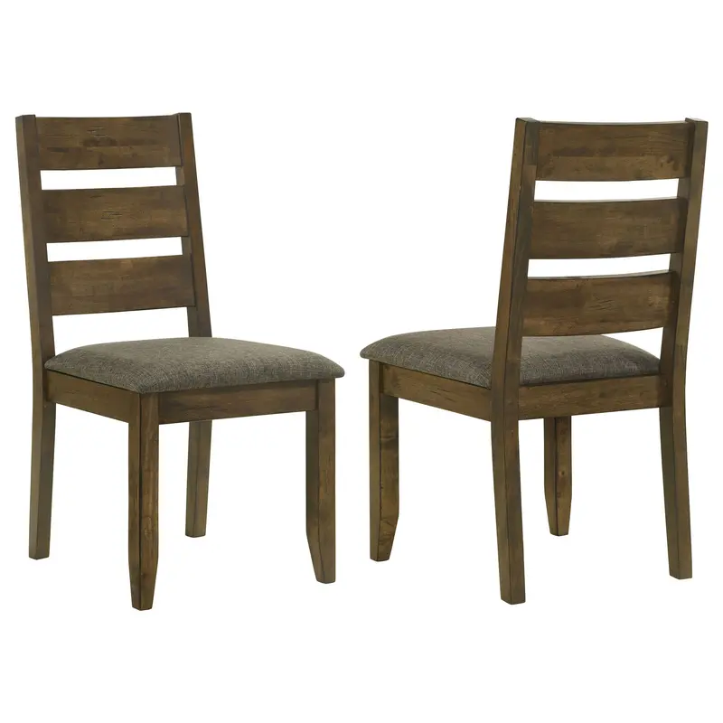 Traditional Ladderback Dining Chair Pair With Natural Wood Accents – Brown Finish 1