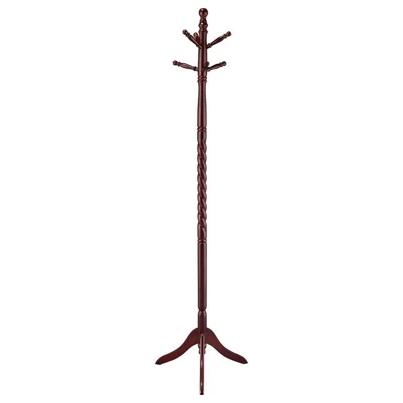 Traditional Wooden Coat Rack With 6 Hooks – Brown Entryway Organizer 1