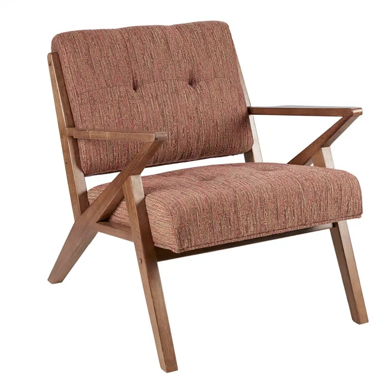 Tufted Lounge Chair With Solid Wood Frame 3