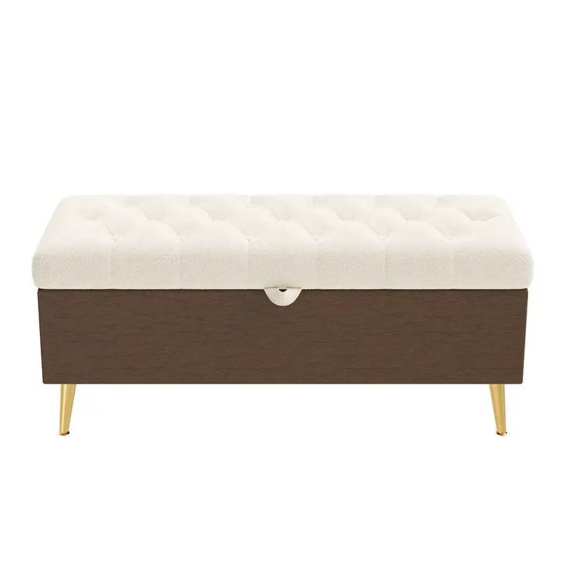 Tufted Storage Ottoman Bench Featuring Sleek Metal Legs 3
