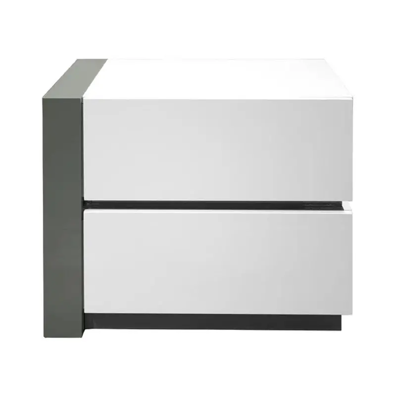 Two-Drawer Bedside Nightstand – Sleek White Body With Silver Hardware 1