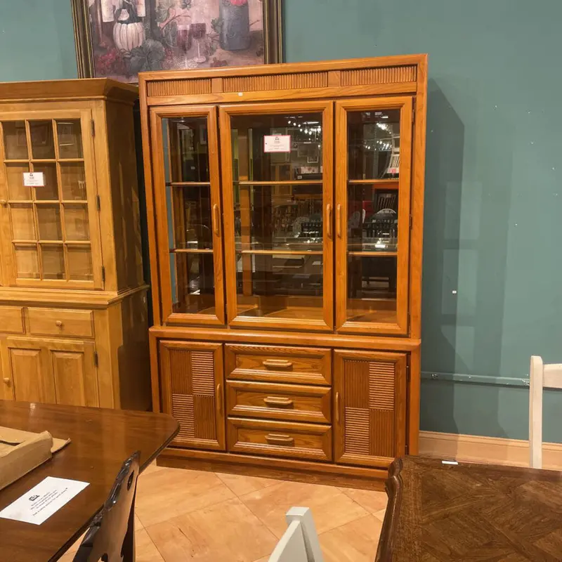Two-Piece Basset Oak Hutch With Rustic Charm (Lsh) 1