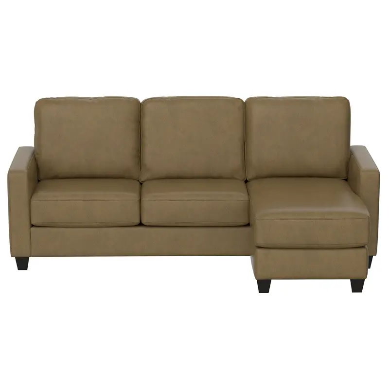 Two-Piece Brown Sofa-Chaise Combo – Seats Three Comfortably With Tapered Legs And Center Usb Console 1
