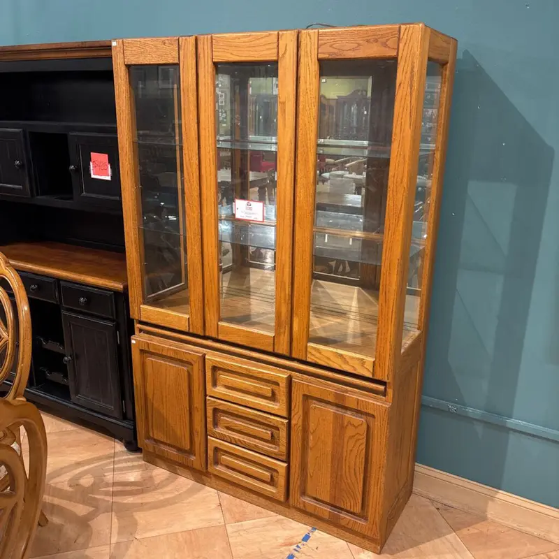 Two-Piece Lw Dr Hutch With Display And Storage Compartments 1