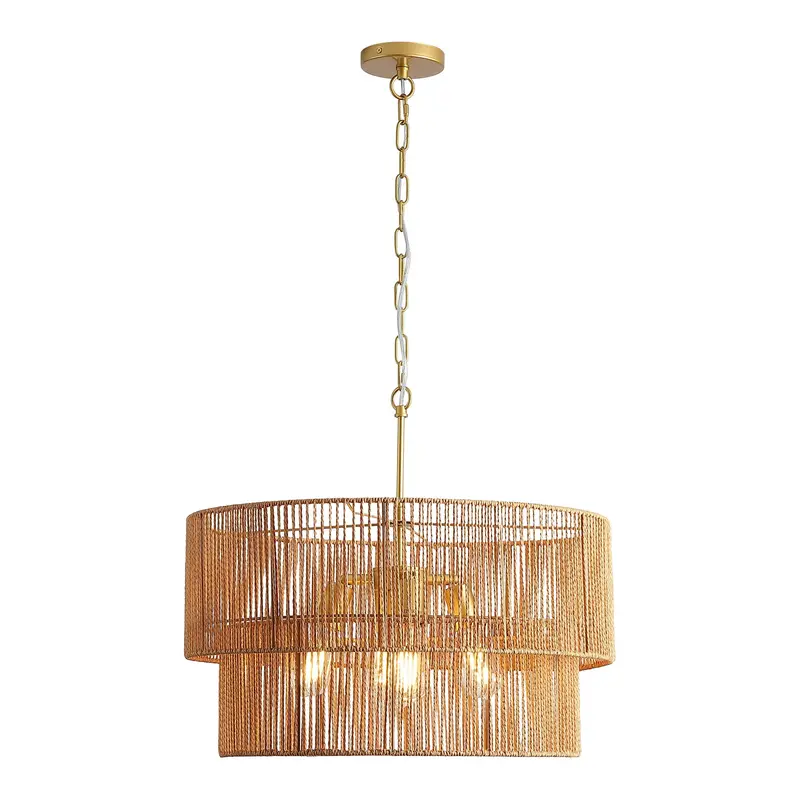 Two-Tier Bohemian Wabi-Sabi Pendant Chandelier In Metallic Gold Finish 1