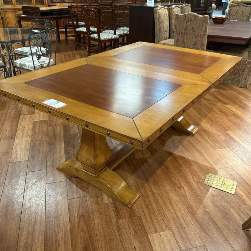 Two-Tone Dining Room Table With One Drawer And Six Chairs – Modern Mix-Finish Design 1