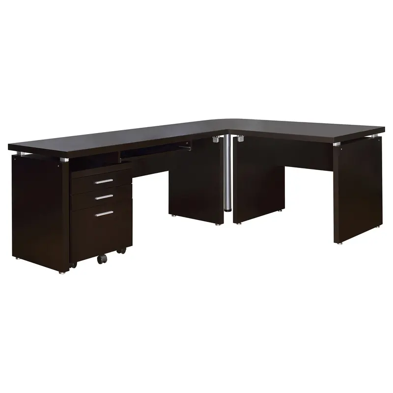 Ulloa Cappuccino L-Shaped Desk With Mobile File Cabinet 1