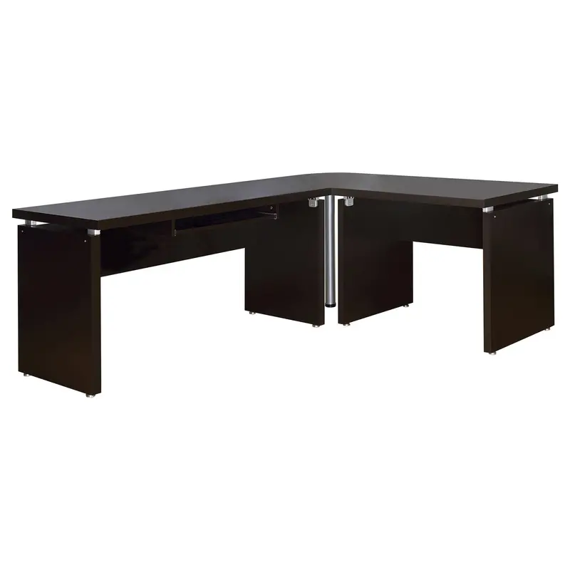 Ulloa Cappuccino L-Shaped Office Desk Featuring Keyboard Tray And Storage Drawers 1