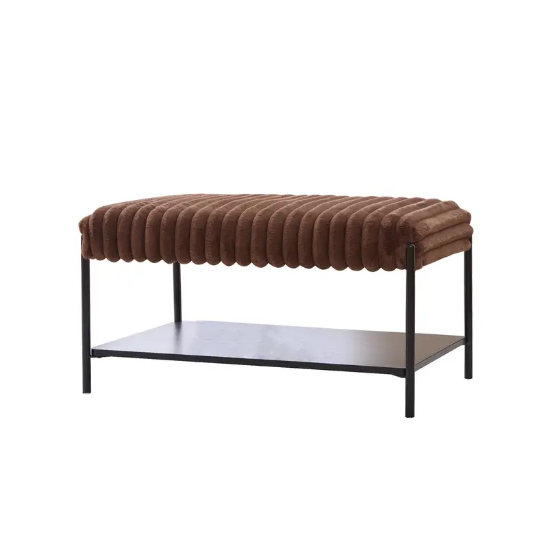 Upholstered Ottoman Coffee Table With Open Storage Compartment 1