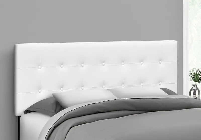 Upholstered Queen Headboard – White Faux-Leather Statement Piece 1