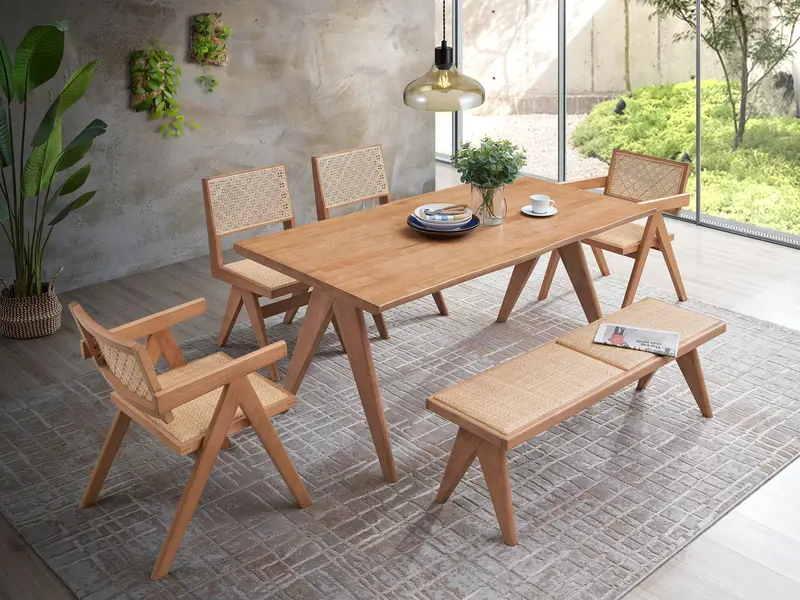 Valentina 6-Piece Outdoor Rattan Patio Furniture Set In Natural Finish 1