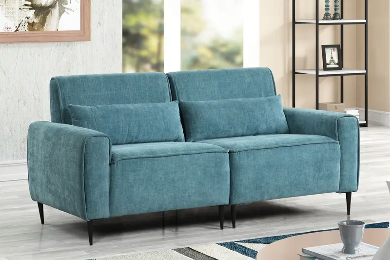 Valentina Modern Sofa Featuring Sleek Metal Legs And Cozy Accent Pillows 1