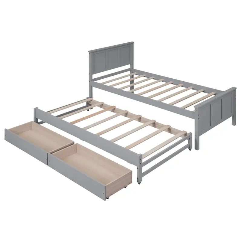 Versatile Platform Bed With Pull-Out Trundle And Under-Bed Drawer Storage System 2