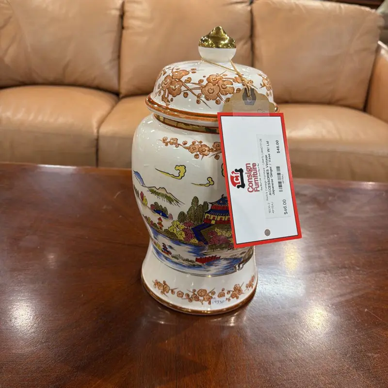 Vintage Japanese Ginger Jar Vase With Lid – Ceramic Stoneware 1