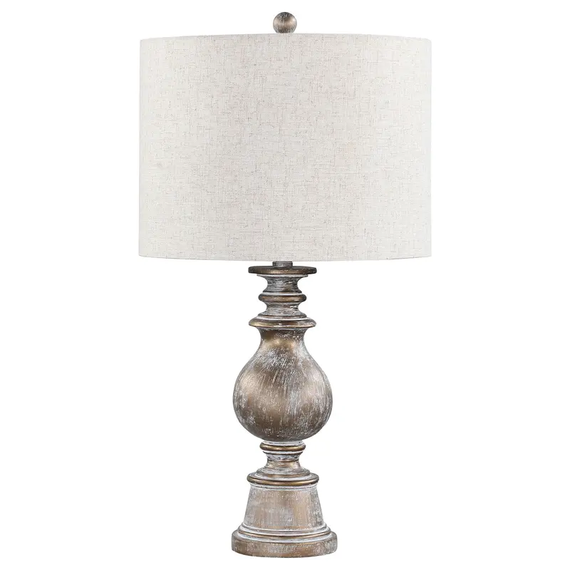 Wahlburg Drum Shade Table Lamp – Oatmeal Fabric Shade With Metallic Base 1